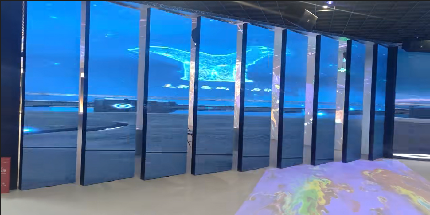LED display include 9 independently rotatable panel units for flexible indoor installation.
