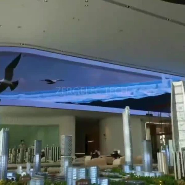 Real estate sales center indoor P2.5 display 3D curved video playback