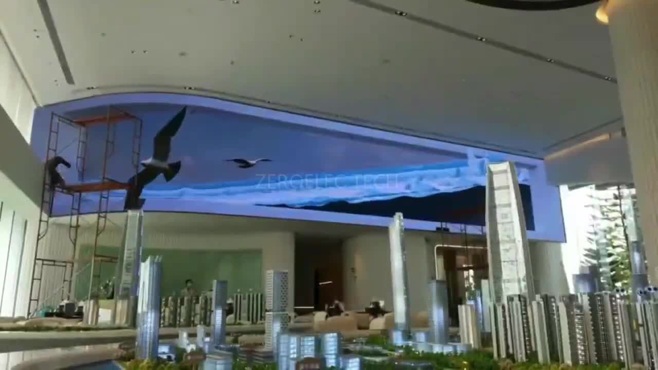 Real estate sales center indoor P2.5 display 3D curved video playback