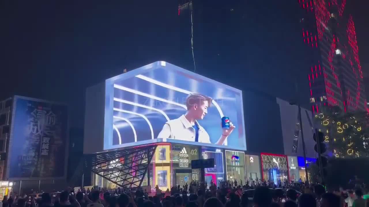 Shopping mall outdoor p3 corner LED advertising display 3D display